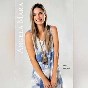 Angela Mara Sleeveless Ruffle Hem Daisy Dress Sz.S